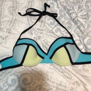 Blue and green bikini top